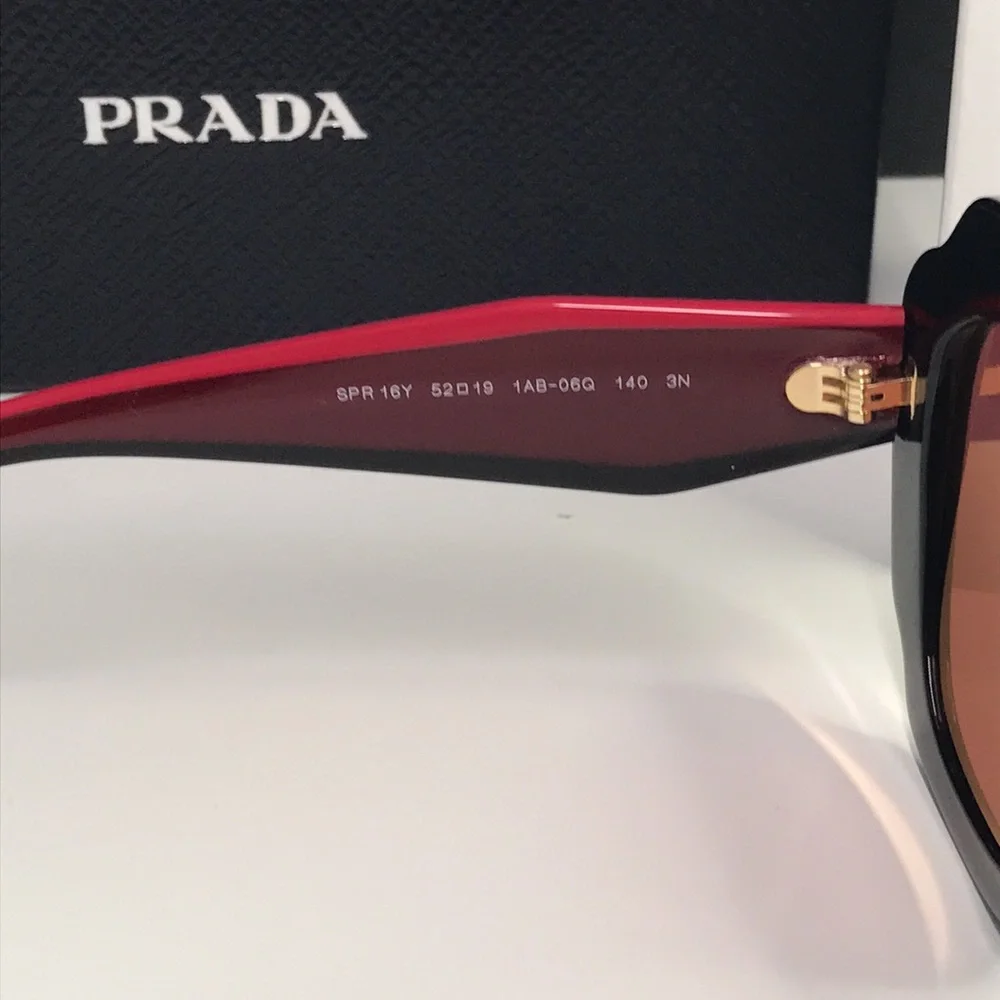 New Authentic Prada PR16YS 1AB06Q Black and Pink Women's Sunglasses